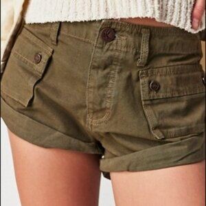 OneTeapsoon Bandits Low-Waist Denim Shorts Dark Khaki Sz Dark Khaki SZ 25